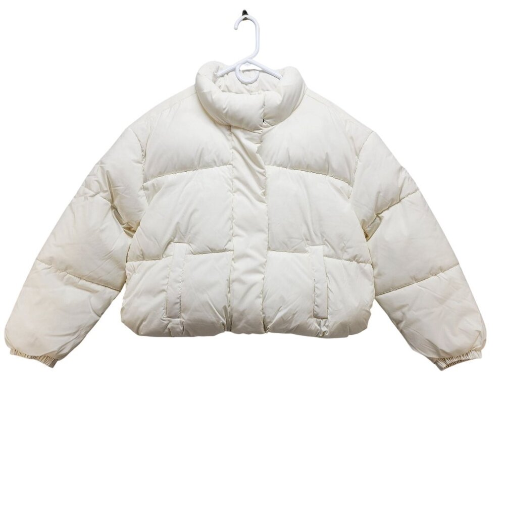 Womens Puffer Jacket Size 2X Ivory Quilted Winter Coat Warm & Cozy